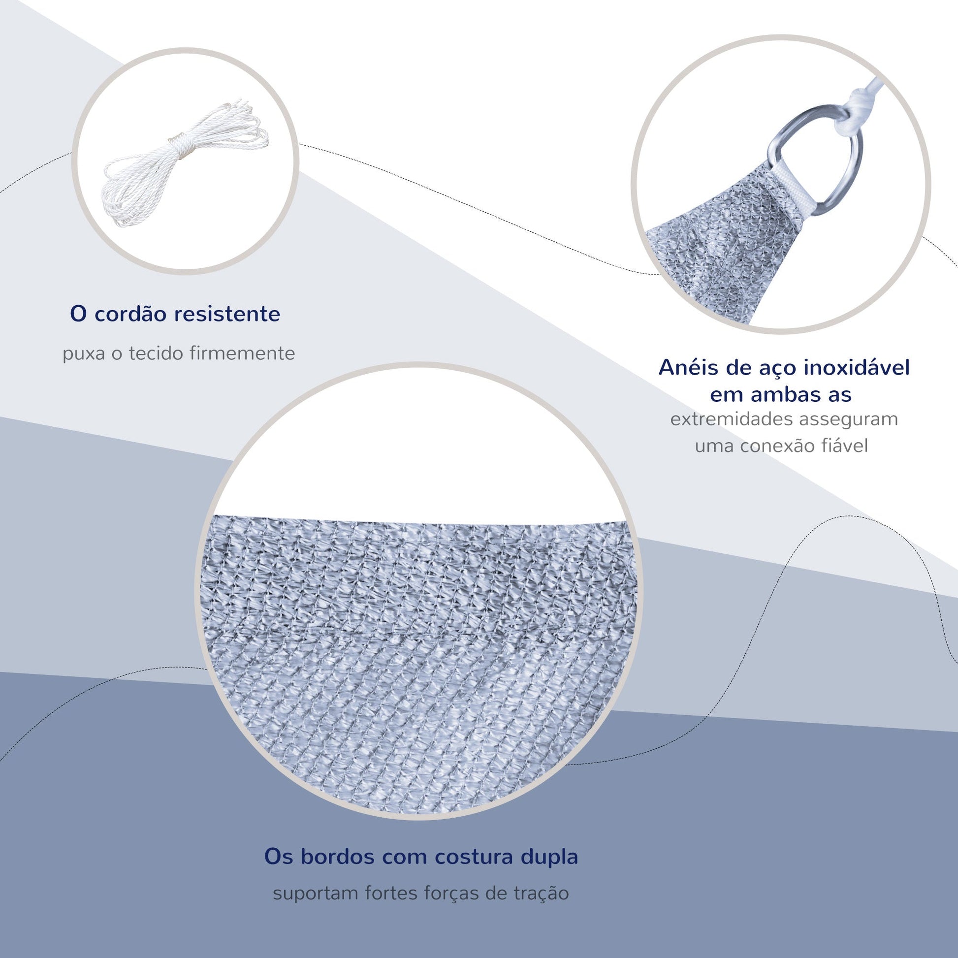 Outsunny Vela de Sombra Retangular 4x3 m Toldo Vela com Proteção UV Bolsa de Transporte Anéis de Aço Inoxidável e Cordas para Jardim Pátio Cinza - A minha loja