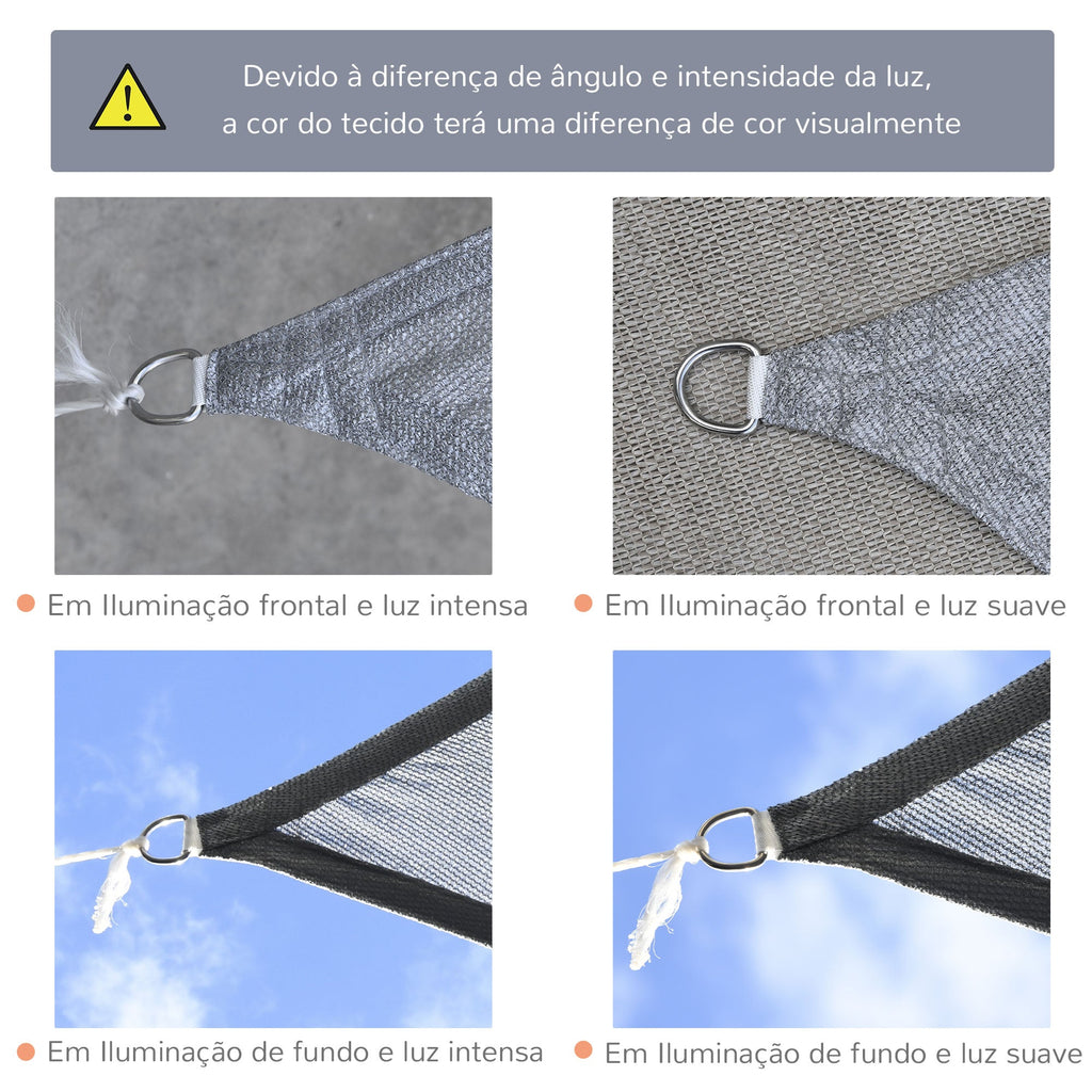 Outsunny Vela de Sombra Retangular 4x3 m Toldo Vela com Proteção UV Bolsa de Transporte Anéis de Aço Inoxidável e Cordas para Jardim Pátio Cinza - A minha loja