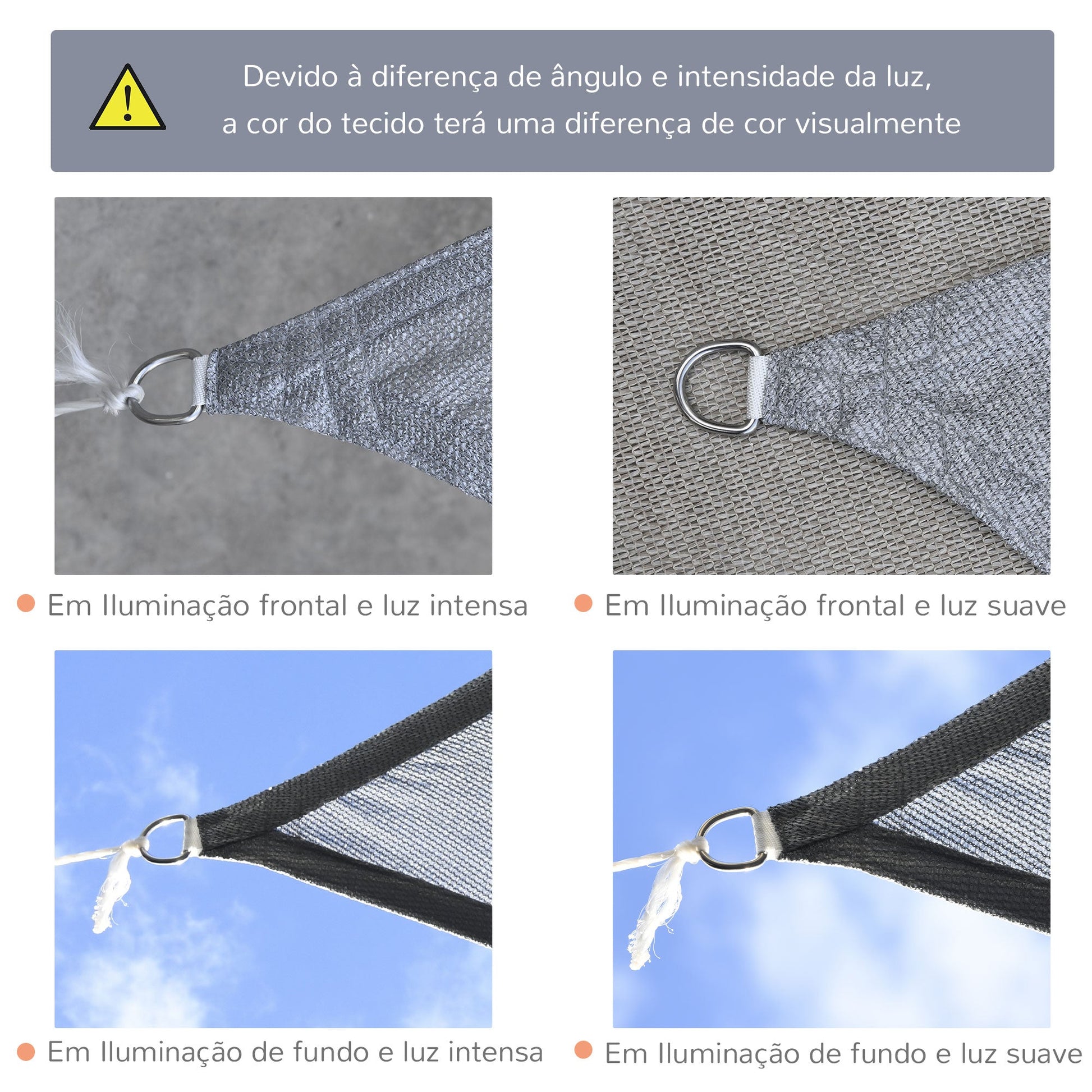 Outsunny Vela de Sombra Retangular 4x3 m Toldo Vela com Proteção UV Bolsa de Transporte Anéis de Aço Inoxidável e Cordas para Jardim Pátio Cinza - A minha loja
