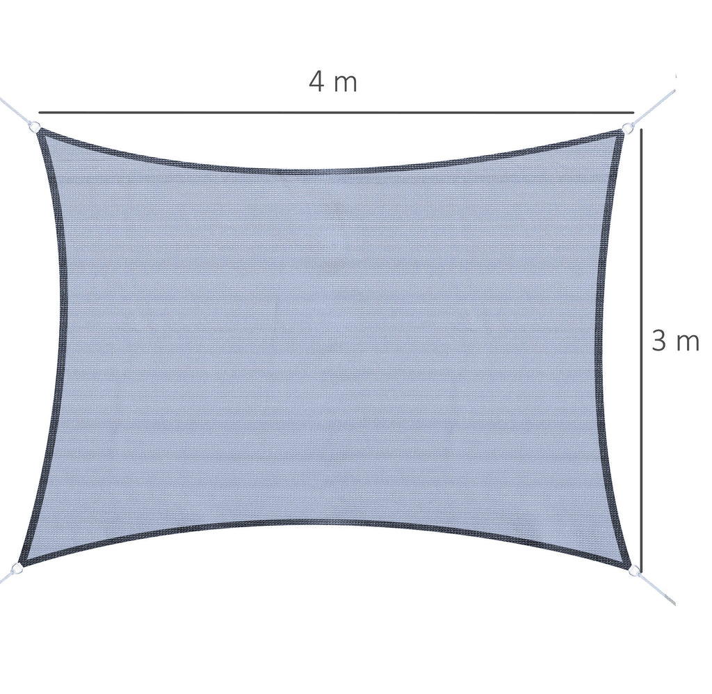 Outsunny Vela de Sombra Retangular 4x3 m Toldo Vela com Proteção UV Bolsa de Transporte Anéis de Aço Inoxidável e Cordas para Jardim Pátio Cinza - A minha loja