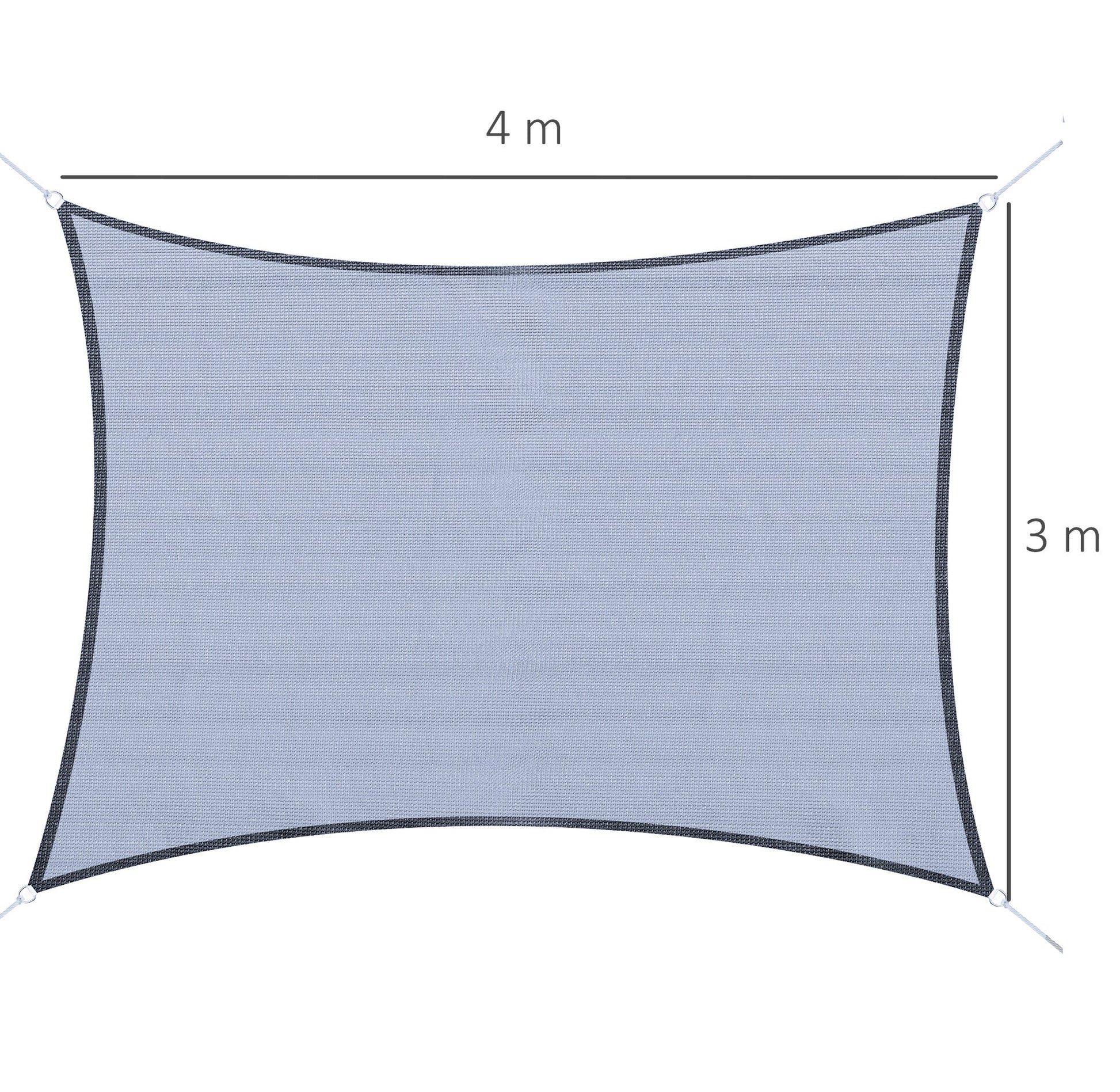 Outsunny Vela de Sombra Retangular 4x3 m Toldo Vela com Proteção UV Bolsa de Transporte Anéis de Aço Inoxidável e Cordas para Jardim Pátio Cinza - A minha loja