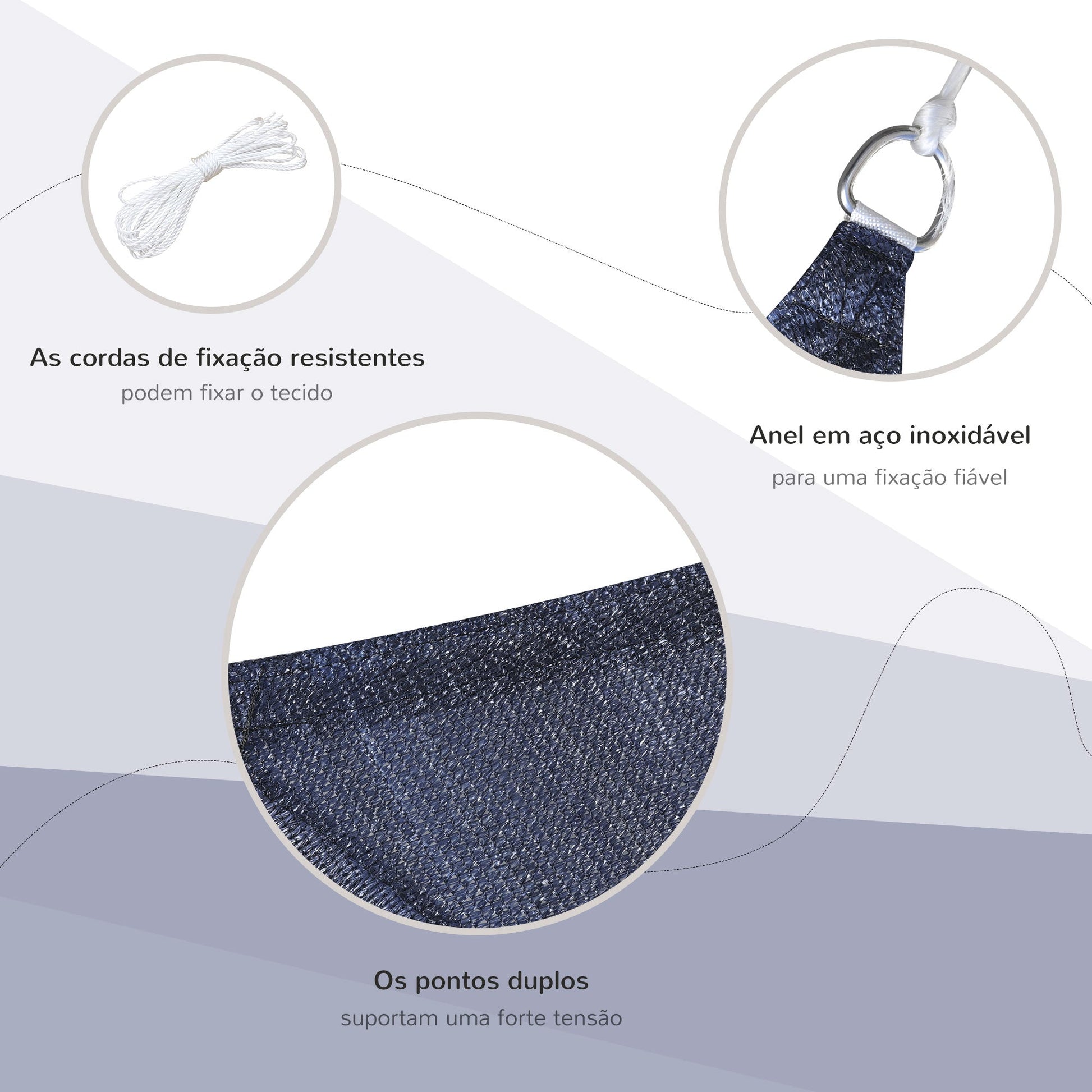 Outsunny Vela de Sombra Retangular 4x6 m Toldo Vela de HDPE com Proteção UV Aneis em Forma de D e Cordas para Jardim Pátio Piscina Azul - A minha loja