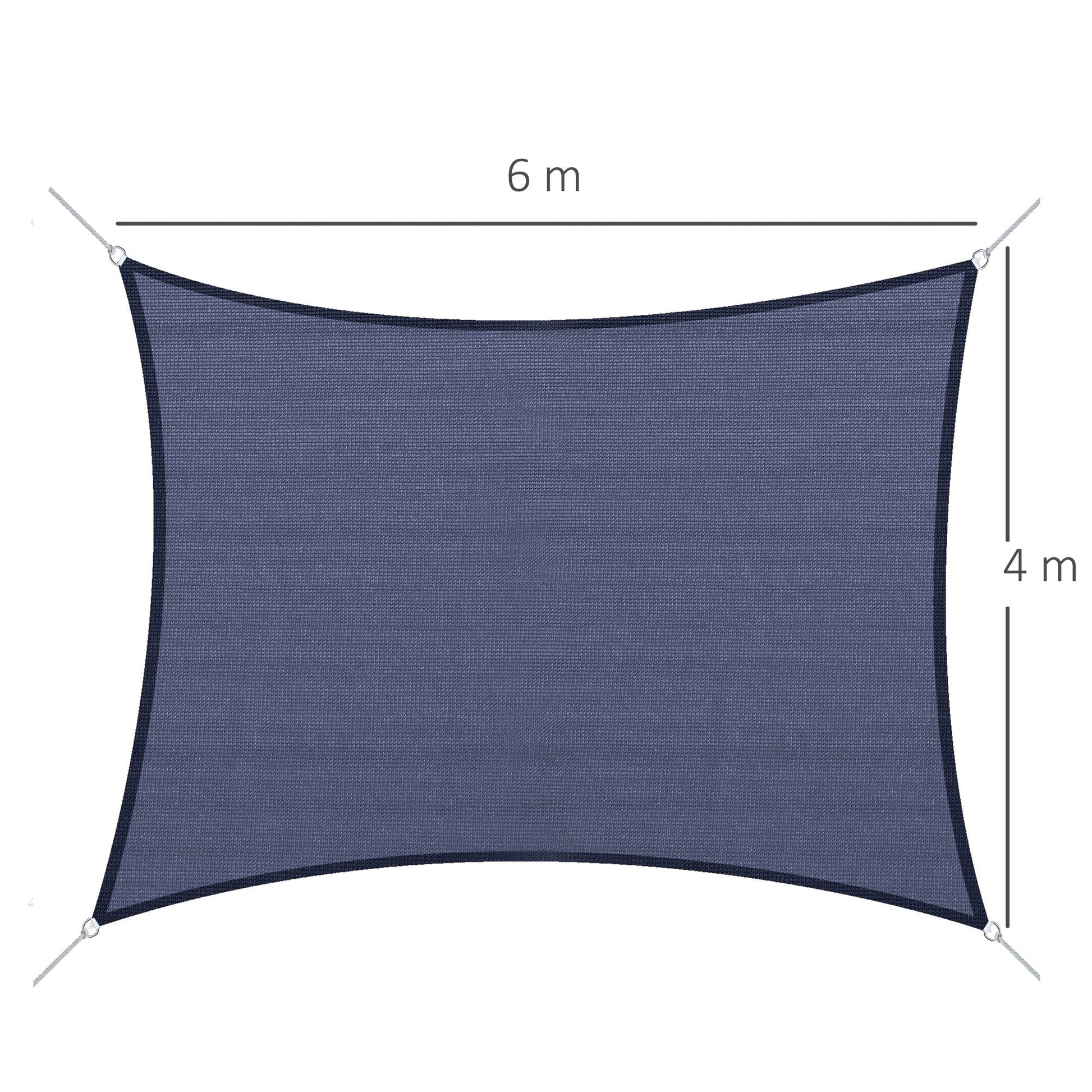 Outsunny Vela de Sombra Retangular 4x6 m Toldo Vela de HDPE com Proteção UV Aneis em Forma de D e Cordas para Jardim Pátio Piscina Azul - A minha loja