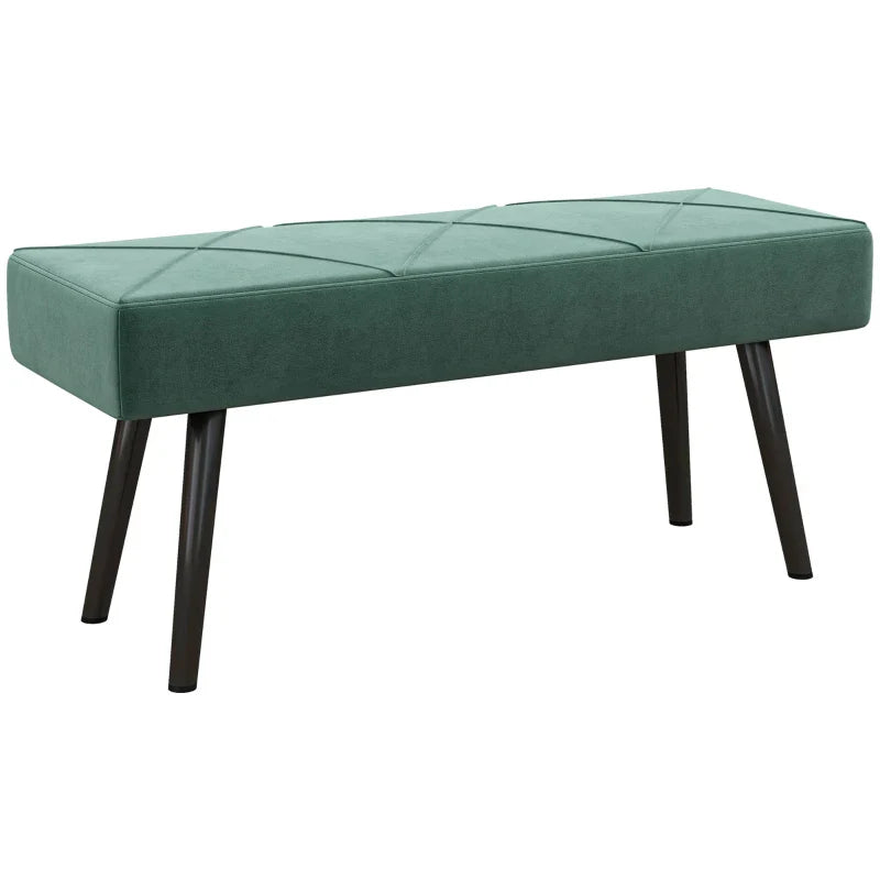 Banco de Pé de Cama Multifuncional Banco de Pé de Cama Moderno Banco de Dormitório com Pés de Aço e Assento Acolchoado Carga Máxima 120 kg Entrada Corredor 100x36x45 cm Verde