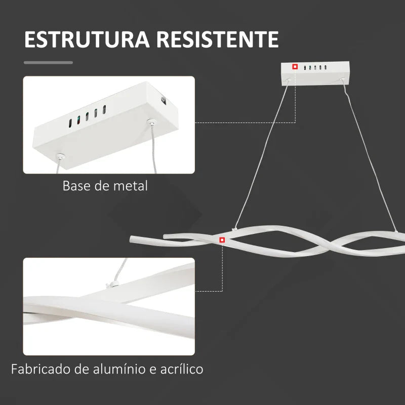 Candeeiro de Teto Moderno com LED IP20 38W 3700lm e Cordas Ajustáveis Candeeiro de Teto de Alumínio para Sala de Estar Sala de Jantar Dormitório 90x9x9cm Prata