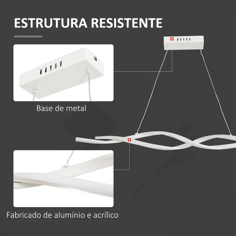Candeeiro de Teto Moderno com LED IP20 38W 3700lm e Cordas Ajustáveis Candeeiro de Teto de Alumínio para Sala de Estar Sala de Jantar Dormitório 90x9x9cm Prata