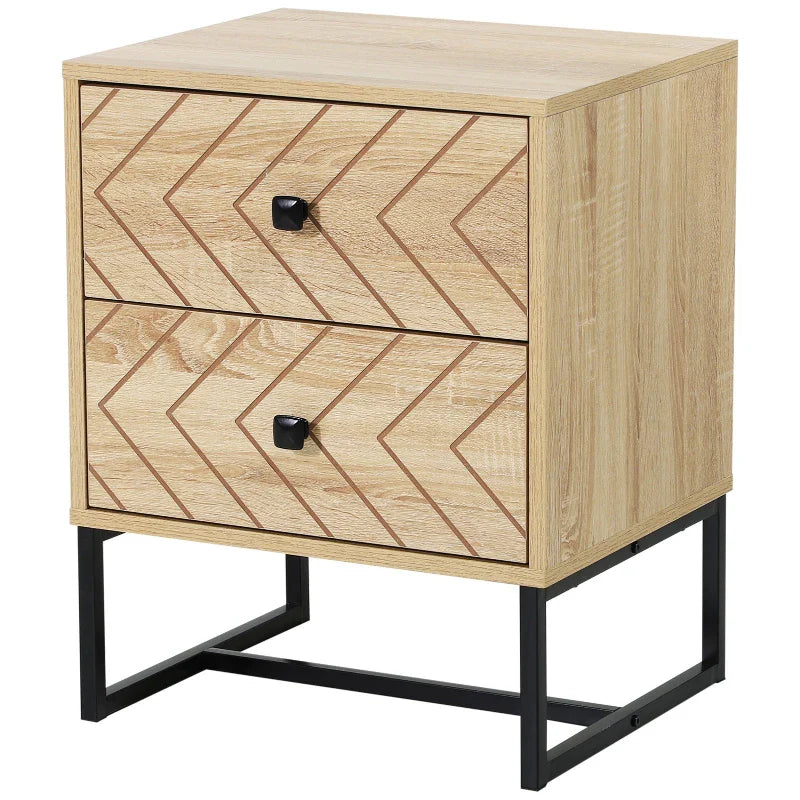Cômoda de Madeira da Mesa de Cabeceira Confortável com 2 gavetas Roupeiro 48x39,5x60cm do Armazenamento da Mobília da Mesa de Cabeceira 48x39,5x60 cm