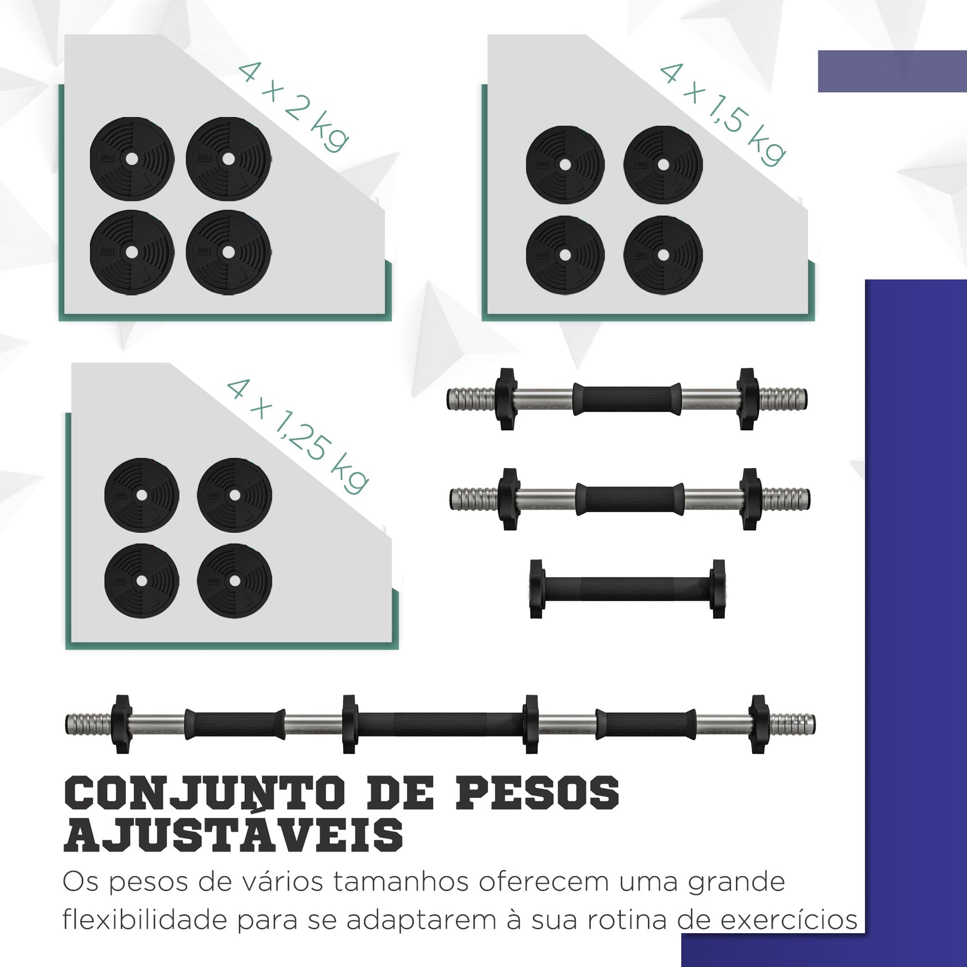 SPORTNOW Kit de Halteres 20kg 2 em 1 Jogo de Pesos com Barra de Pesos Pega Antiderrapante para Treino de Força em Casa Ginásio Escritório Preto e Verde