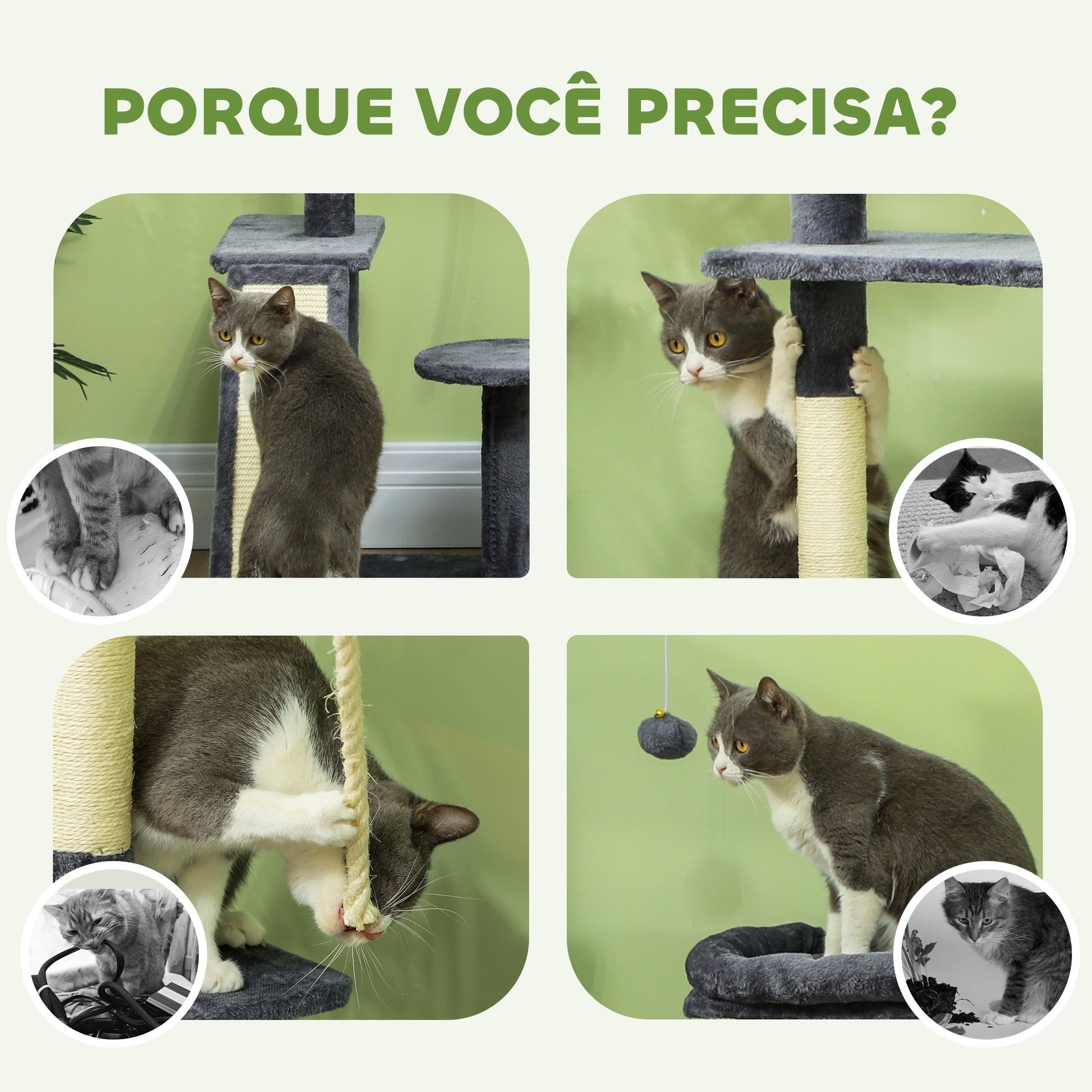 PawHut Arranhador para Gatos 134 cm Torre de Arranhar para Gatos com Caverna Plataformas Bolas de Jogar e Postes de Sisal 124,5x40x134 cm Cinza Escuro - A minha loja