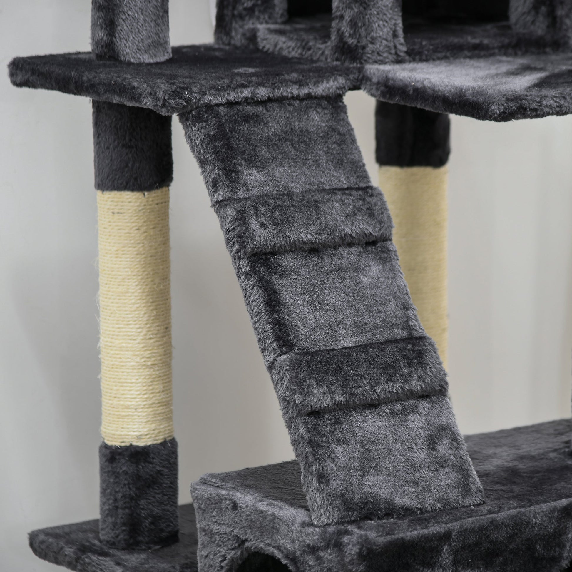 PawHut Arranhador para Gatos Grande 49x49x173 cm com Múltiplos Níveis Cavernas Brinquedos Suspensos Centro de Atividades de Sisal Cinza Escuro - A minha loja
