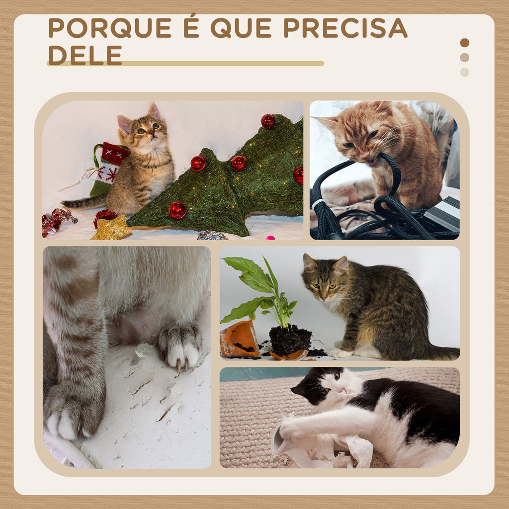 PawHut Arranhador para Gatos Médio Arranhador para Gatos de 3 Níveis Torre para Gatos com Postes de Sisal Placa para Arranhar e Bola Suspensa Creme - A minha loja