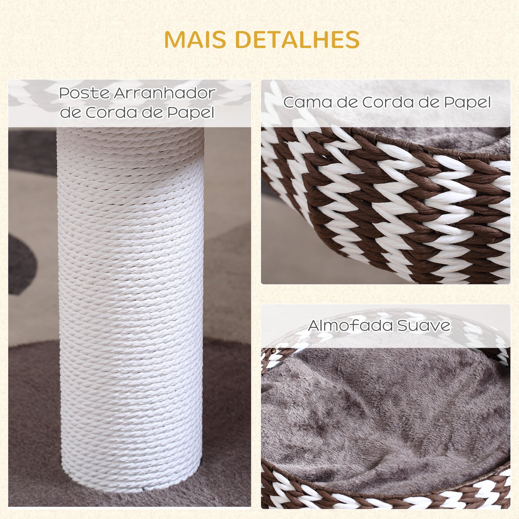 PawHut Arranhador para Gatos Pequeno Altura 52cm Torre de Escalar para Gatos com Cama Redonda Almofada de Pelúcia Suave e Poste Arranhador 50x50x52cm Café e Branco - A minha loja