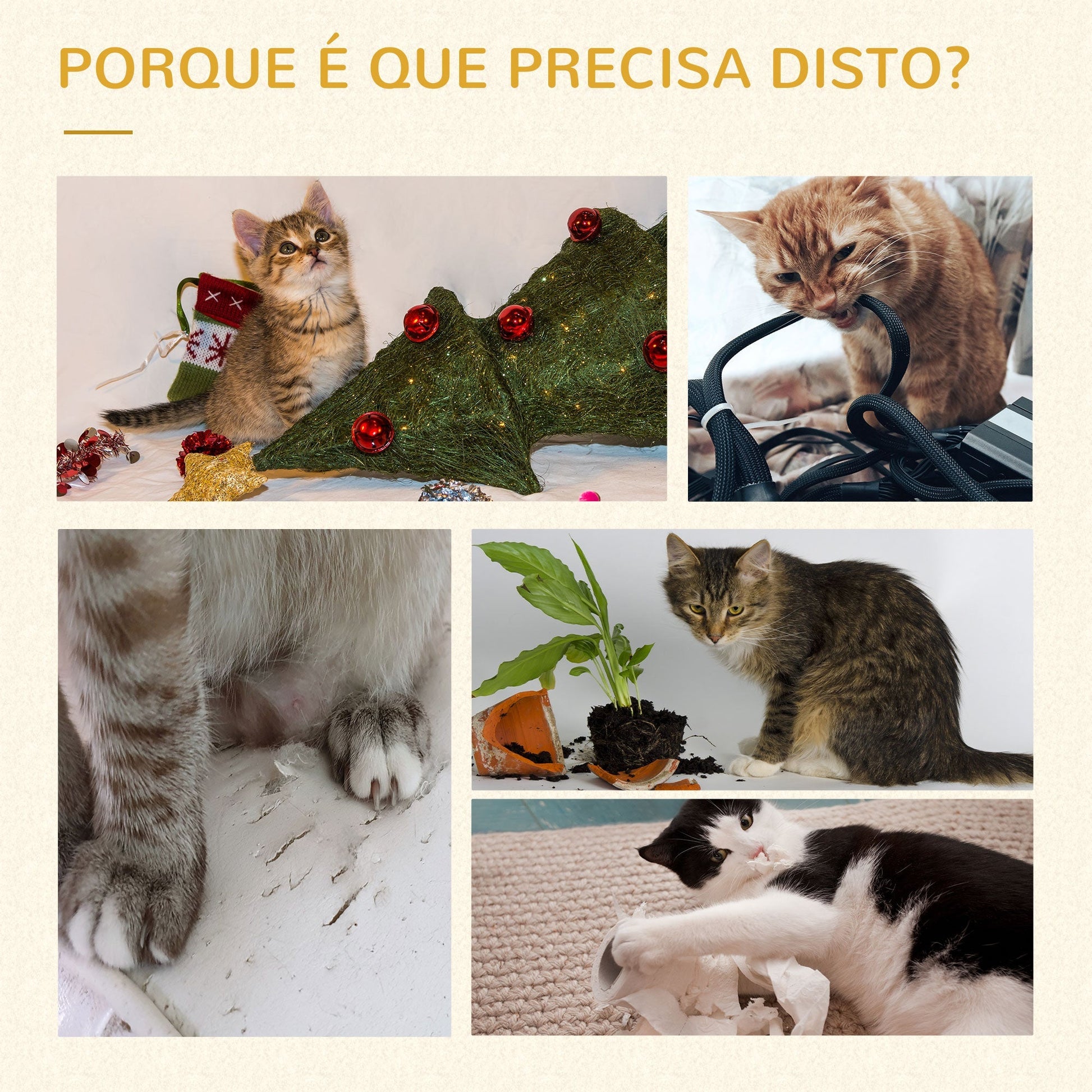 PawHut Árvore Arranhador para Gatos com Plataforma Altura 126 cm Torre de Escalar para Gatos com Rede Caverna Cama Postes de Sisal e Bolas de Brincar 48x40x126 cm Bege - A minha loja