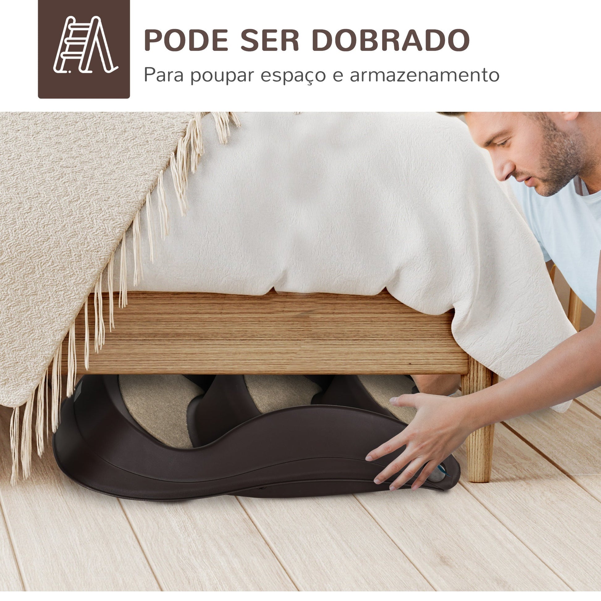 PawHut Escada para Cães de 3 Degraus Dobrável Escada de Plástico para Animais de Estimação com Tapetes Antiderrapantes para Cama Sofá Carga 15kg 49x38x38 cm Marrom - A minha loja