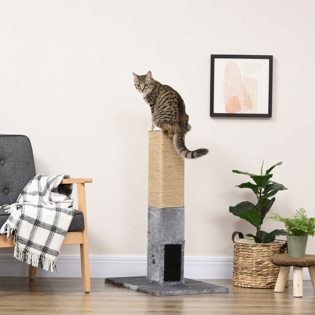PawHut Poste Arranhador para Gatos 79 cm Arranhador para Gatos com Bola Suspensa e Poste de Sisal 59,5x39x79 cm Cinza e Bege - A minha loja