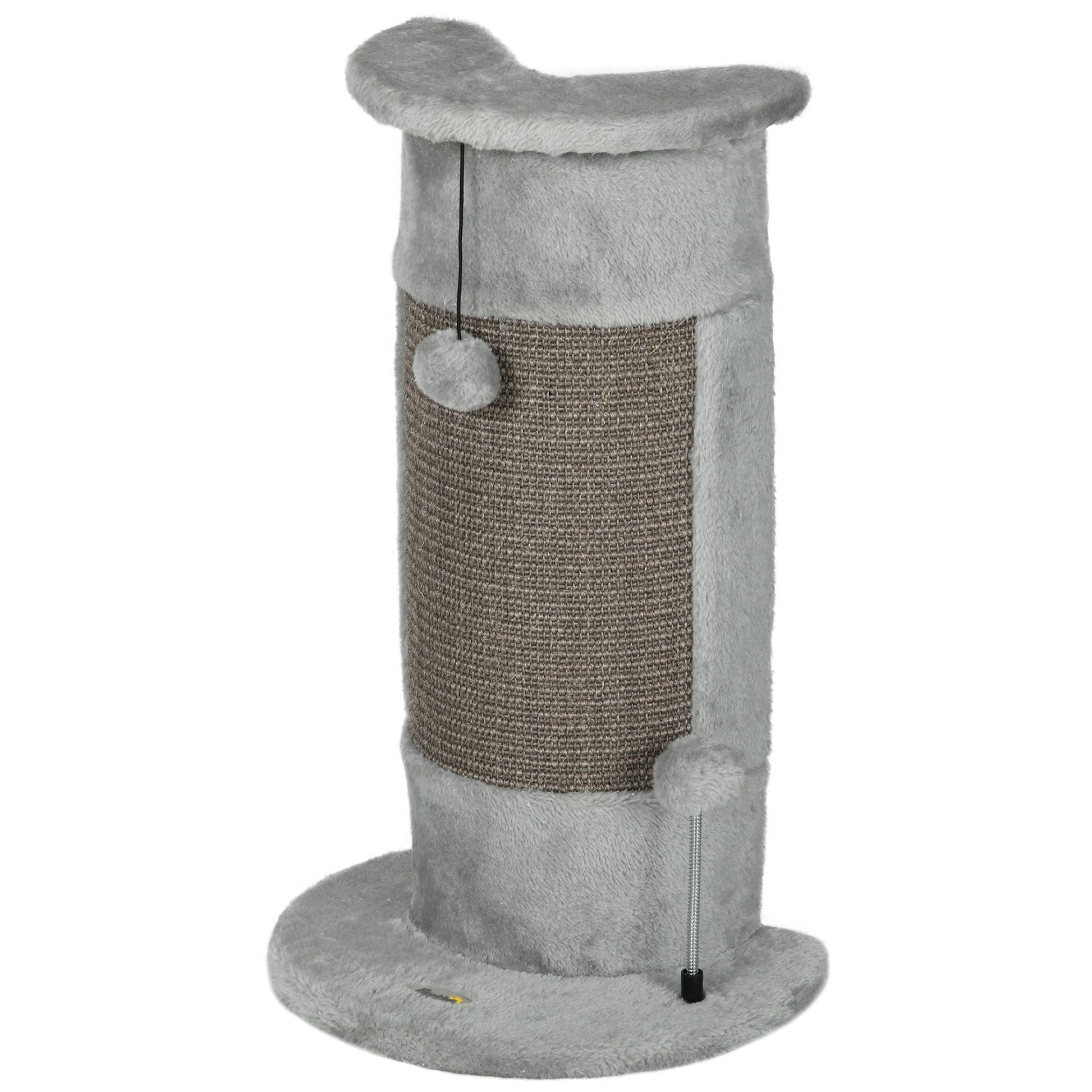 PawHut Poste de Arranhar para Gatos 58 cm Arranhador para Gatos com Poste de Sisal e Bolas Suspensas 34x25,5x58 cm Cinza - A minha loja
