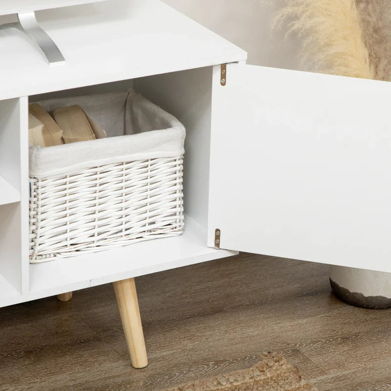 Móvel de TV de Sala de Estar Móvel para Televisores de até 55 Polegadas com 2 Portas 2 Prateleiras de Armazenamento para Escritório Dormitório 120x34x50cm Branco