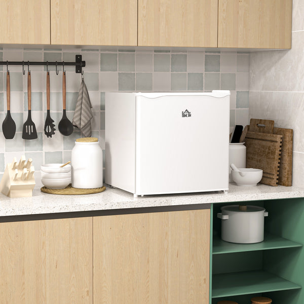 Mini Congelador Vertical 35 L Congelador Pequeno Silencioso com Porta Reversível Temperatura Ajustável e Prateleira Amovível para Casa Escritório 47x44,2x48,8 cm Branco