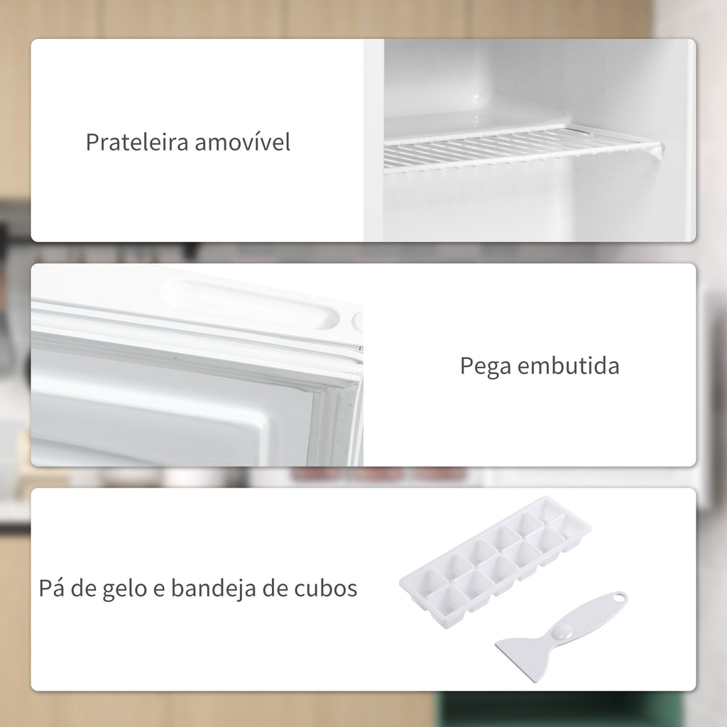 Mini Congelador Vertical 35 L Congelador Pequeno Silencioso com Porta Reversível Temperatura Ajustável e Prateleira Amovível para Casa Escritório 47x44,2x48,8 cm Branco