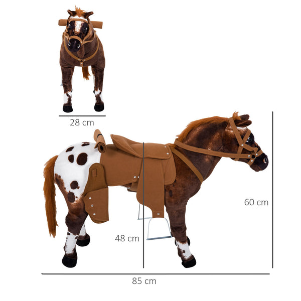 Cavalo de Brinquedo para Crianças acima de 3 Anos com Sons Realistas 85x28x60 cm Marrom