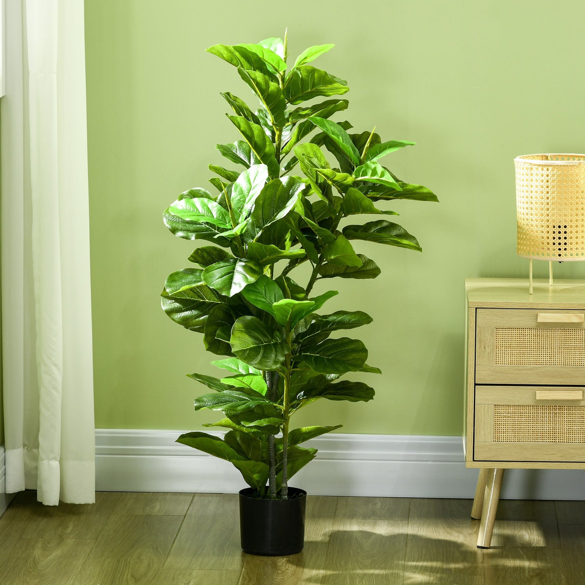 Planta Artificial Ficus 110 cm Planta Artificial com 90 Folhas Musgo e Vaso Planta Artificial Decorativa para Interior e Exterior Casa Sala de Estar Verde - A minha loja