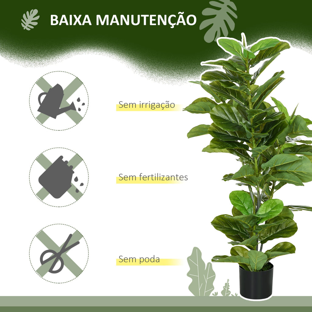 Planta Artificial Ficus 110 cm Planta Artificial com 90 Folhas Musgo e Vaso Planta Artificial Decorativa para Interior e Exterior Casa Sala de Estar Verde - A minha loja