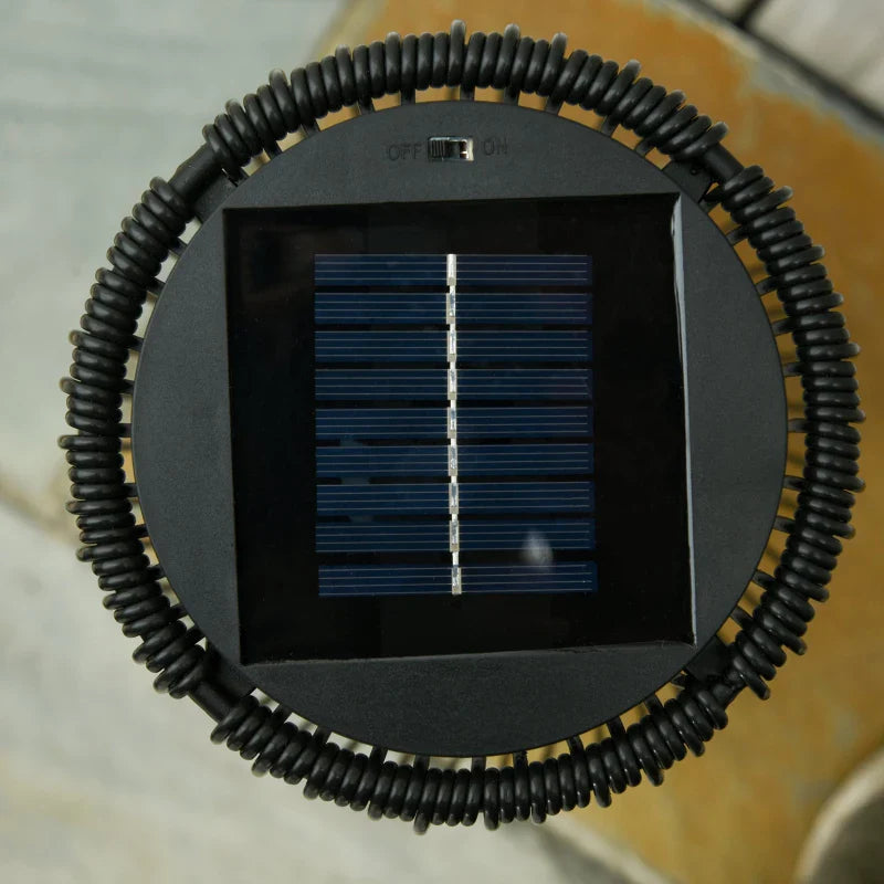 Candeeiro Solar de Vime de Energia Solar com LED 1,5 W Interruptor de Controle Automático de Luz Decoração Exterior Ø21,5x61cm Preto