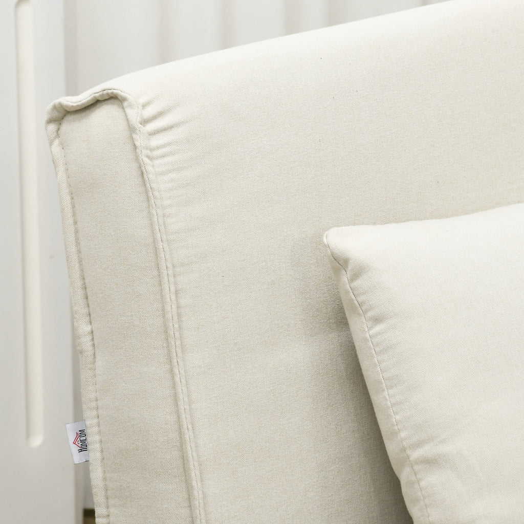 Poltrona 2 em 1 Sofá Cama Individual Dobrável com Encosto Ajustável e Almofada para Sala de Estar Dormitório Escritório Carga 125 kg 90x78x79 cm Bege - A minha loja