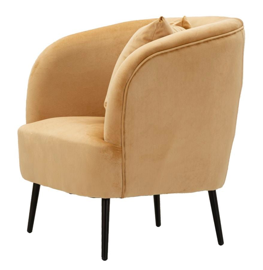 Poltrona Browy com Almofadas - Madeira e Couro Sintético Marrom com Pernas Pretas - 73 cm x 66 cm x 78 cm - A minha loja