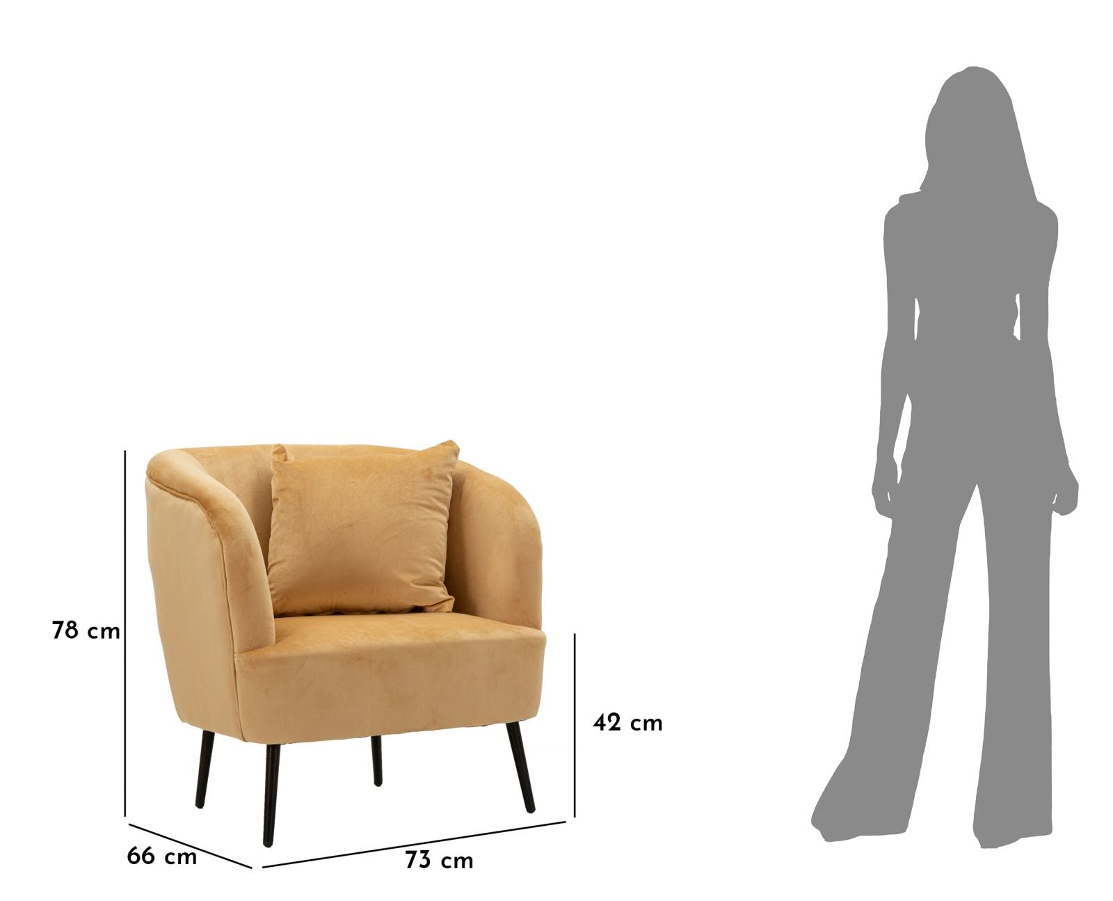 Poltrona Browy com Almofadas - Madeira e Couro Sintético Marrom com Pernas Pretas - 73 cm x 66 cm x 78 cm - A minha loja