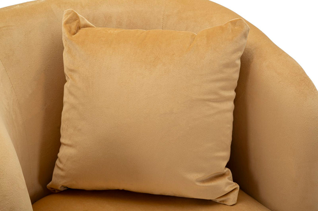 Poltrona Browy com Almofadas - Madeira e Couro Sintético Marrom com Pernas Pretas - 73 cm x 66 cm x 78 cm - A minha loja