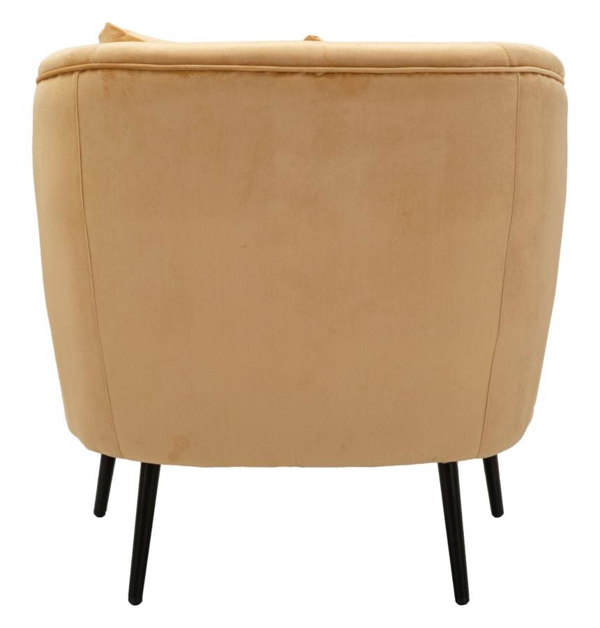 Poltrona Browy com Almofadas - Madeira e Couro Sintético Marrom com Pernas Pretas - 73 cm x 66 cm x 78 cm - A minha loja