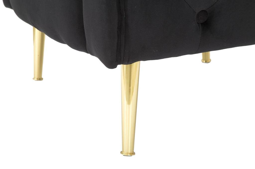 Poltrona "Bucarest" - 76 x 74 x 71 cm - Preto e Dourado | Em Veludo com Estrutura Metálica - A minha loja