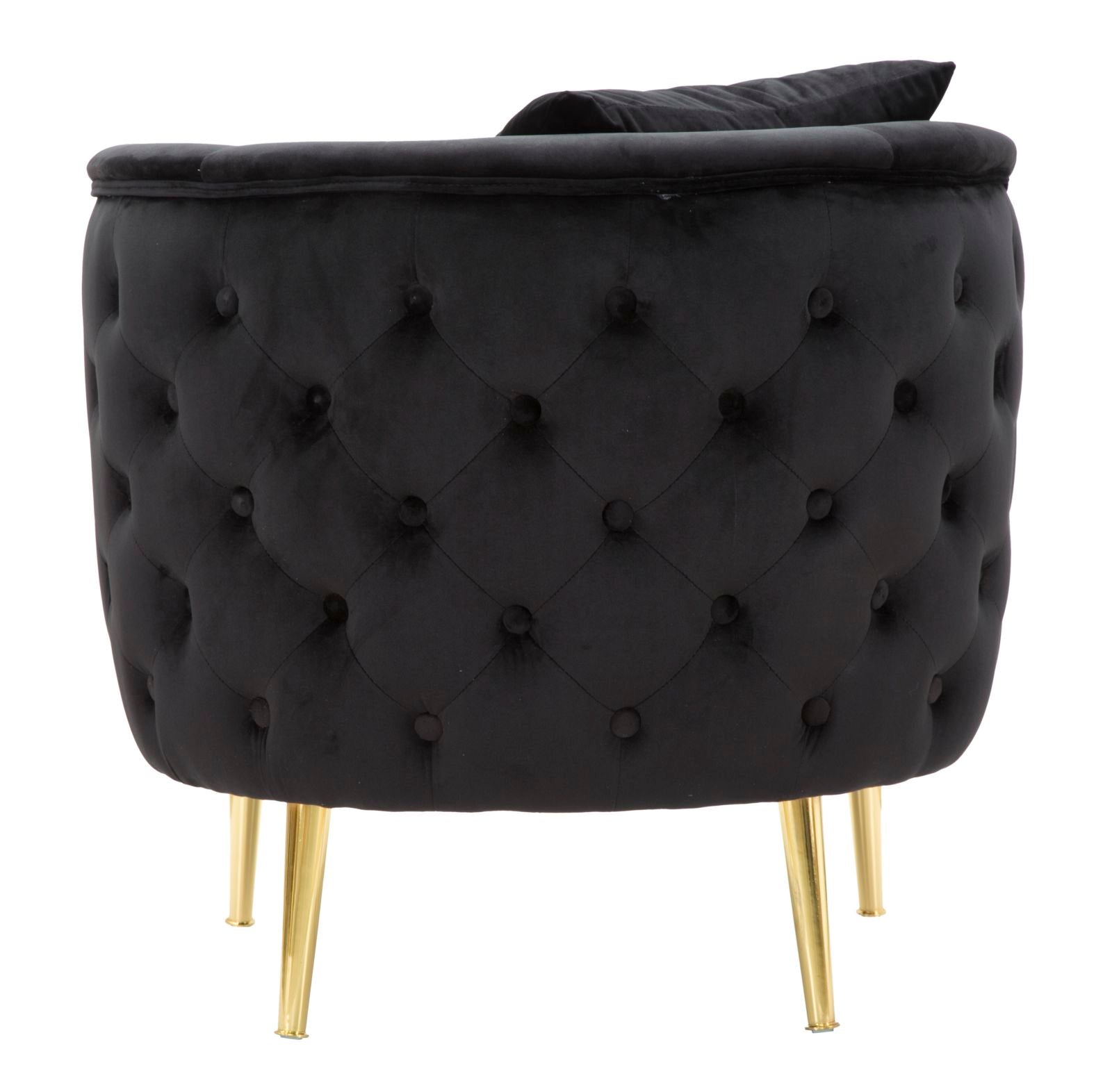 Poltrona "Bucarest" - 76 x 74 x 71 cm - Preto e Dourado | Em Veludo com Estrutura Metálica - A minha loja