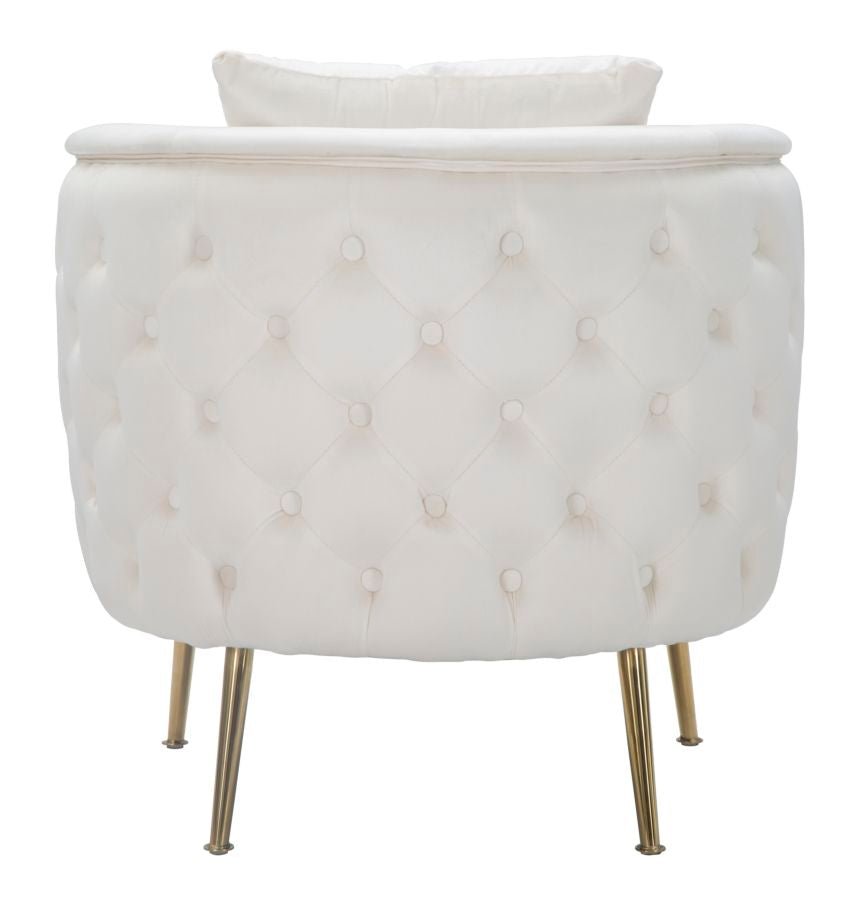 Poltrona "Bucarest" – Poltrona Estofada Creme com Pernas Douradas e Almofada (76 x 74 x 73 cm) - A minha loja