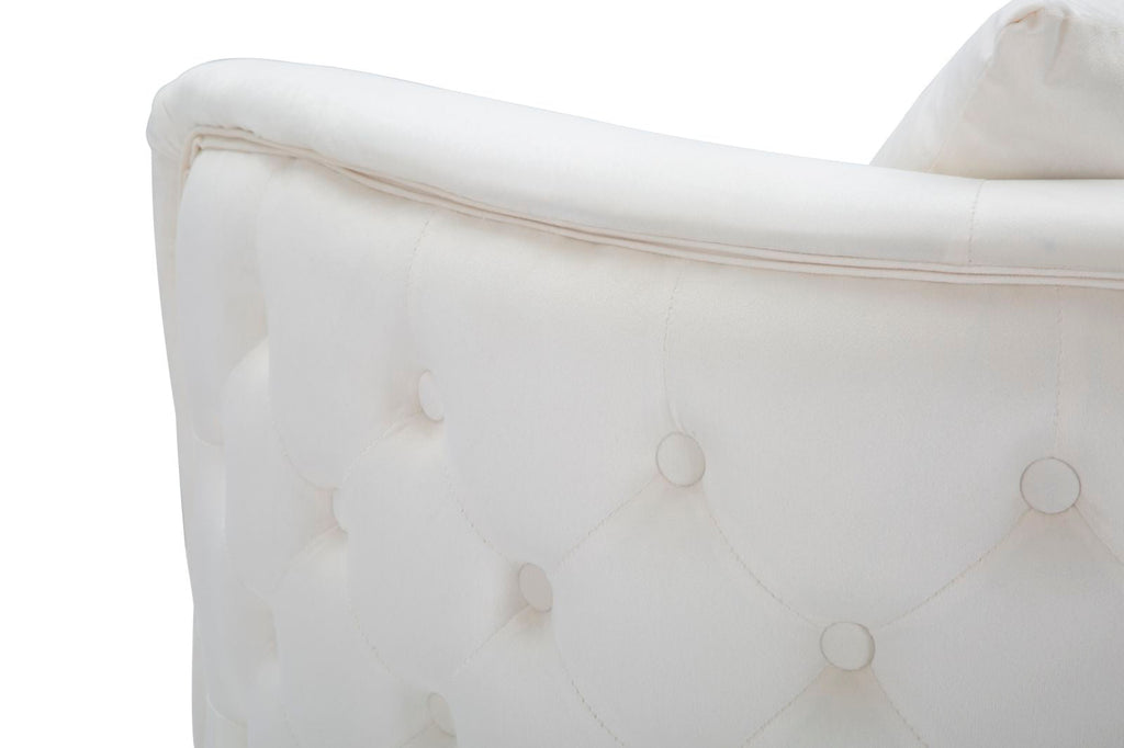 Poltrona "Bucarest" – Poltrona Estofada Creme com Pernas Douradas e Almofada (76 x 74 x 73 cm) - A minha loja