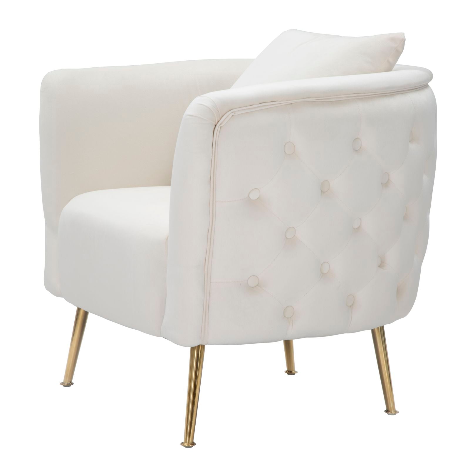 Poltrona "Bucarest" – Poltrona Estofada Creme com Pernas Douradas e Almofada (76 x 74 x 73 cm) - A minha loja