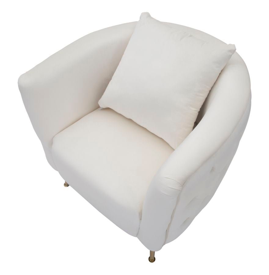 Poltrona "Bucarest" – Poltrona Estofada Creme com Pernas Douradas e Almofada (76 x 74 x 73 cm) - A minha loja