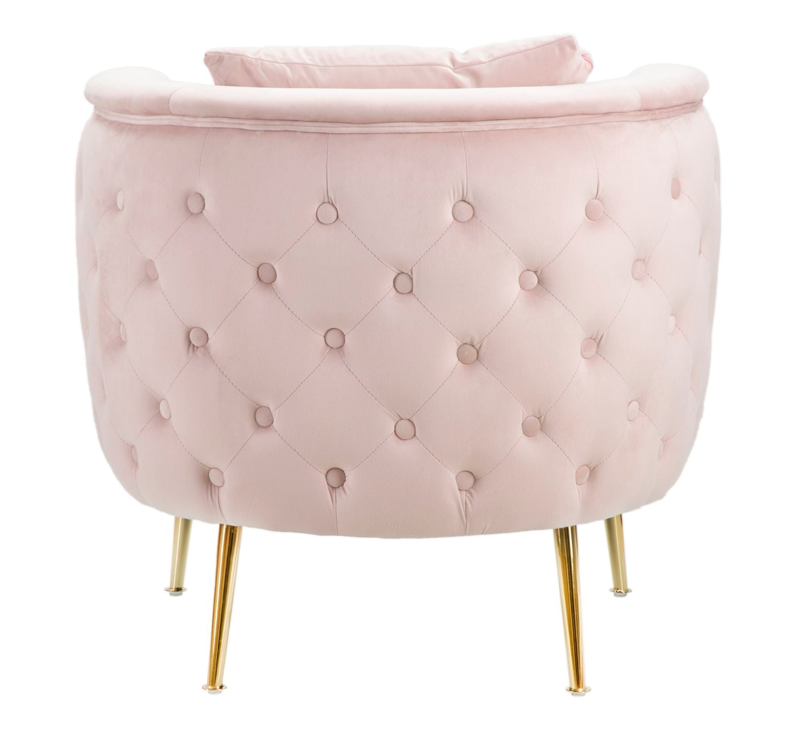 Poltrona "Bucarest" – Poltrona Estofada Rosa com Pernas Douradas e Almofada (76 x 74 x 73 cm) - A minha loja