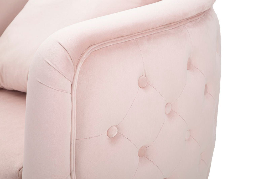 Poltrona "Bucarest" – Poltrona Estofada Rosa com Pernas Douradas e Almofada (76 x 74 x 73 cm) - A minha loja