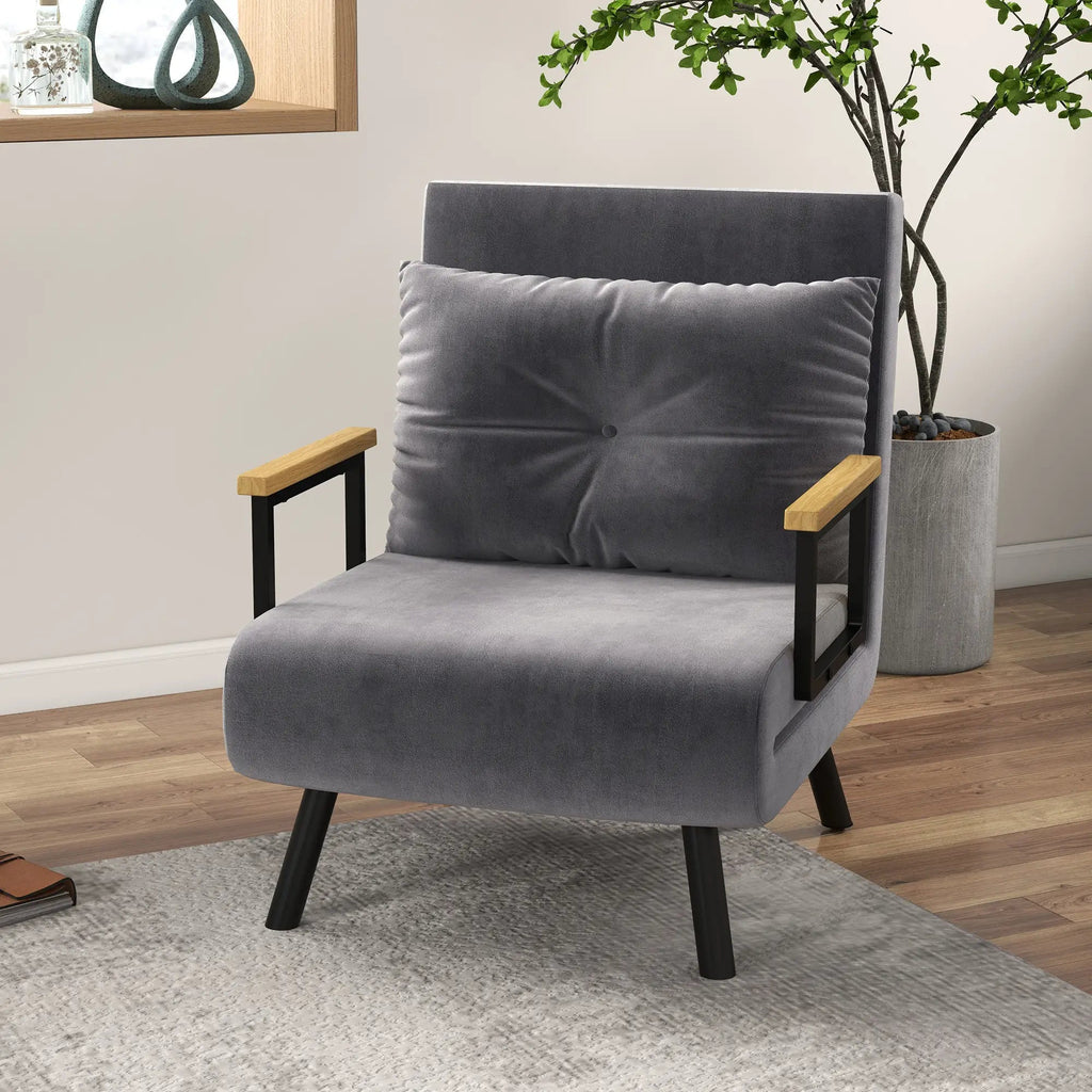 Poltrona - Cama "Lopez" - Encosto Ajustável - Cinza - 63x73x81 cm - Design Moderno - A minha loja