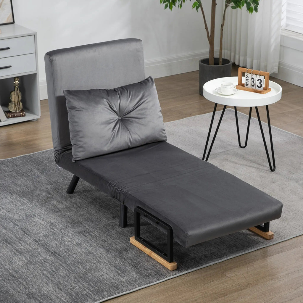 Poltrona - Cama "Lopez" - Encosto Ajustável - Cinza - 63x73x81 cm - Design Moderno - A minha loja