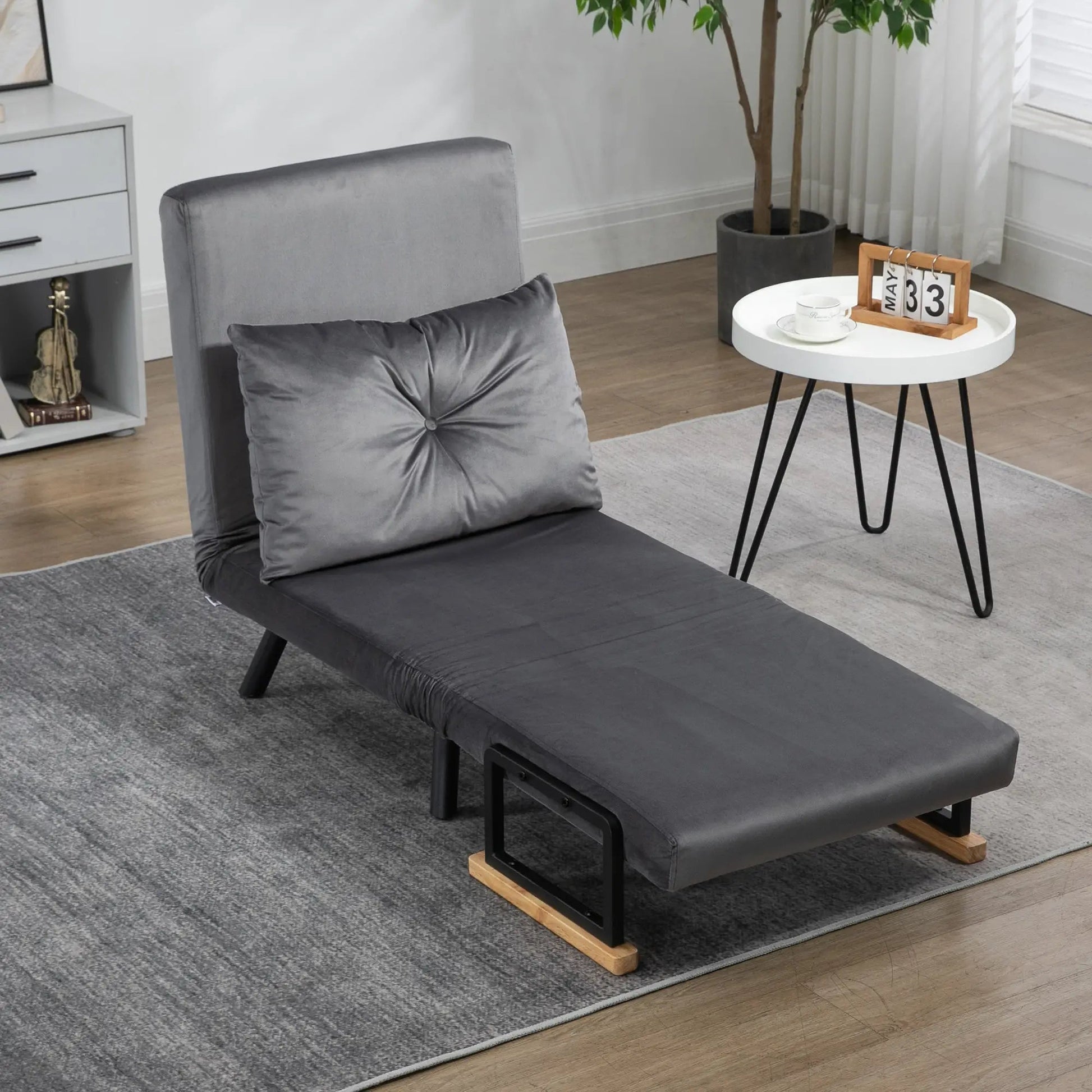 Poltrona - Cama "Lopez" - Encosto Ajustável - Cinza - 63x73x81 cm - Design Moderno - A minha loja
