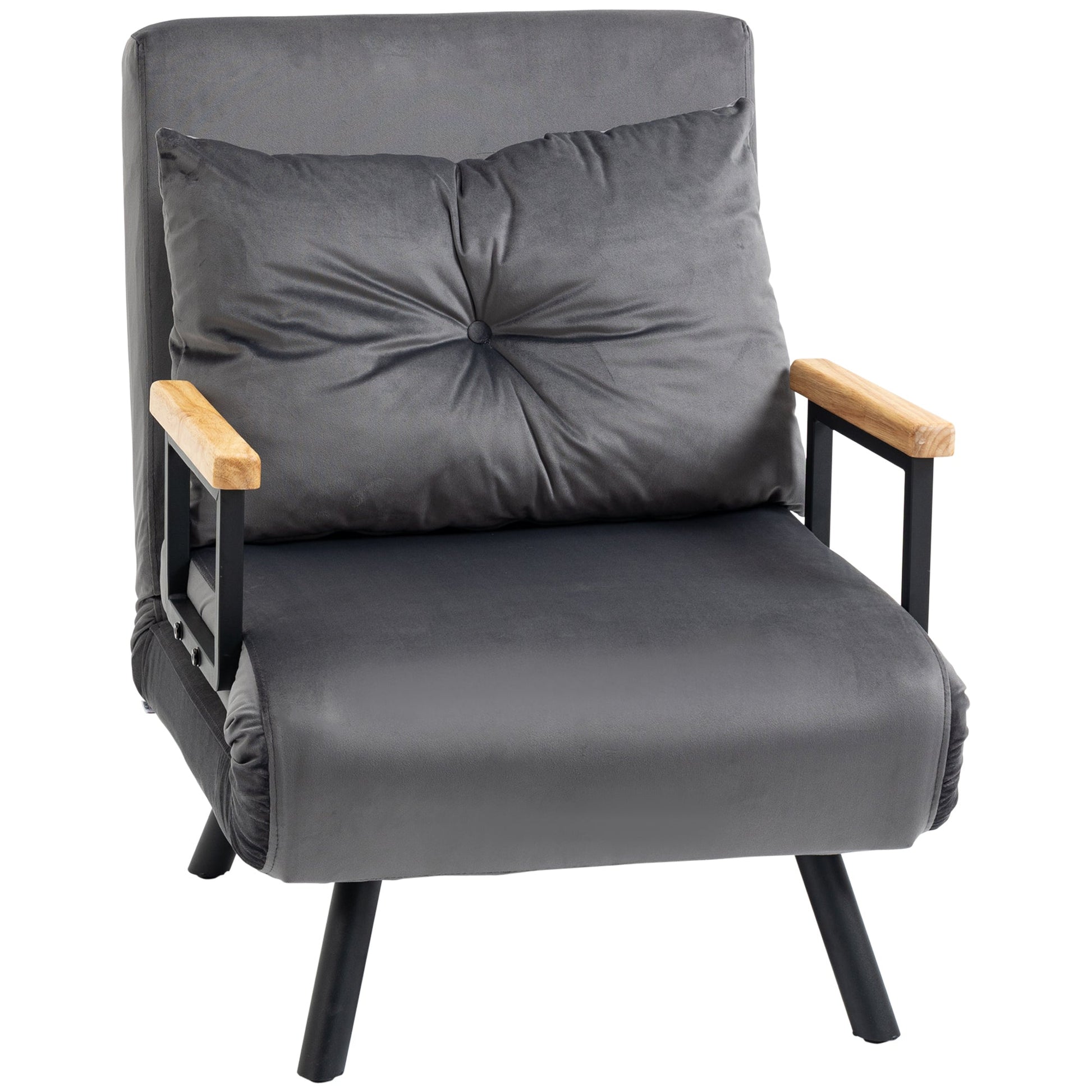 Poltrona - Cama "Lopez" - Encosto Ajustável - Cinza - 63x73x81 cm - Design Moderno - A minha loja