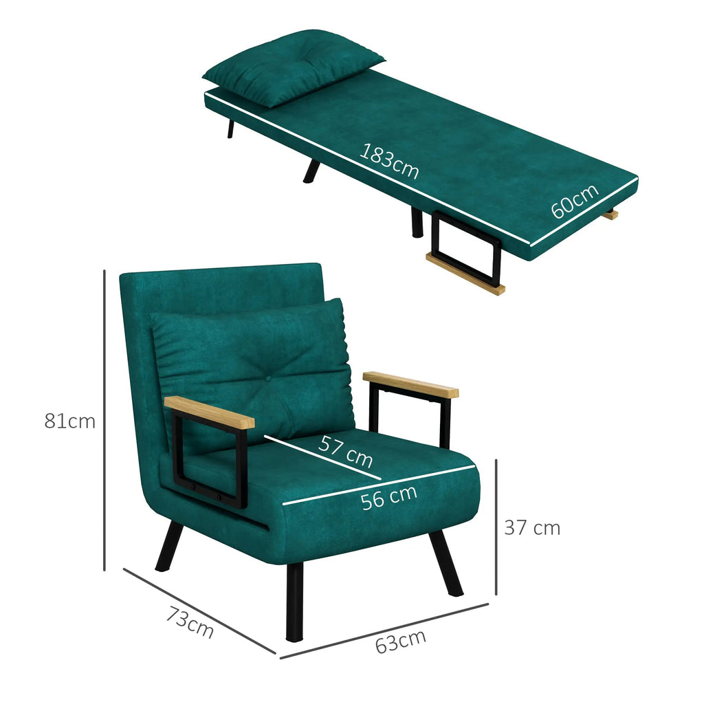 Poltrona - Cama "Lopez" - Encosto Ajustável - Verde - 63x73x81 cm - Design Moderno - A minha loja