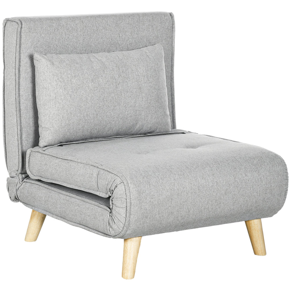 Poltrona Cama "Lund" – Sofá - Cama Individual Dobrável com Encosto Ajustável – 72x78x79 cm – Cinzento Claro - A minha loja