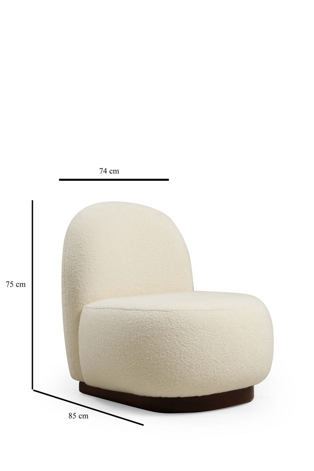 Poltrona de Asa "Luxe" - Bouclé Branco com Pernas em Nogueira - Design Moderno Escandinavo - A minha loja