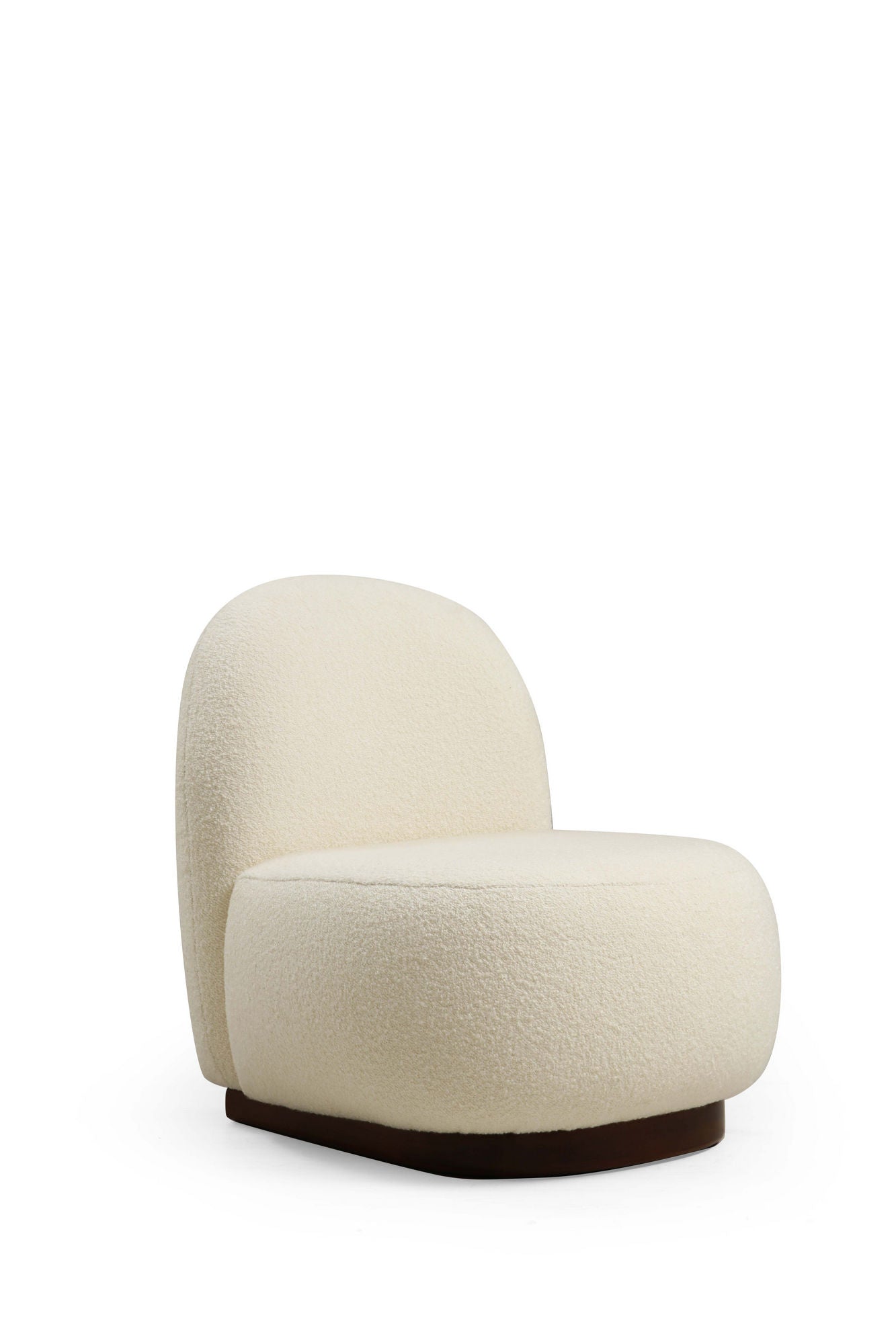 Poltrona de Asa "Luxe" - Bouclé Branco com Pernas em Nogueira - Design Moderno Escandinavo - A minha loja