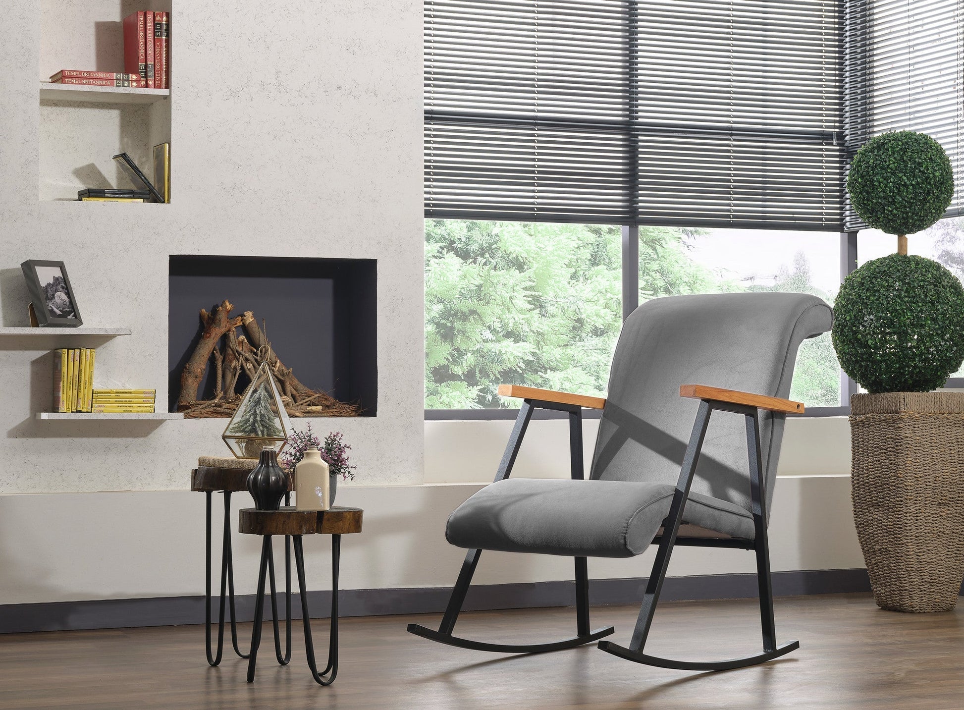 Poltrona de Baloiço "Yoka" – Cinzento – Design Moderno - A minha loja