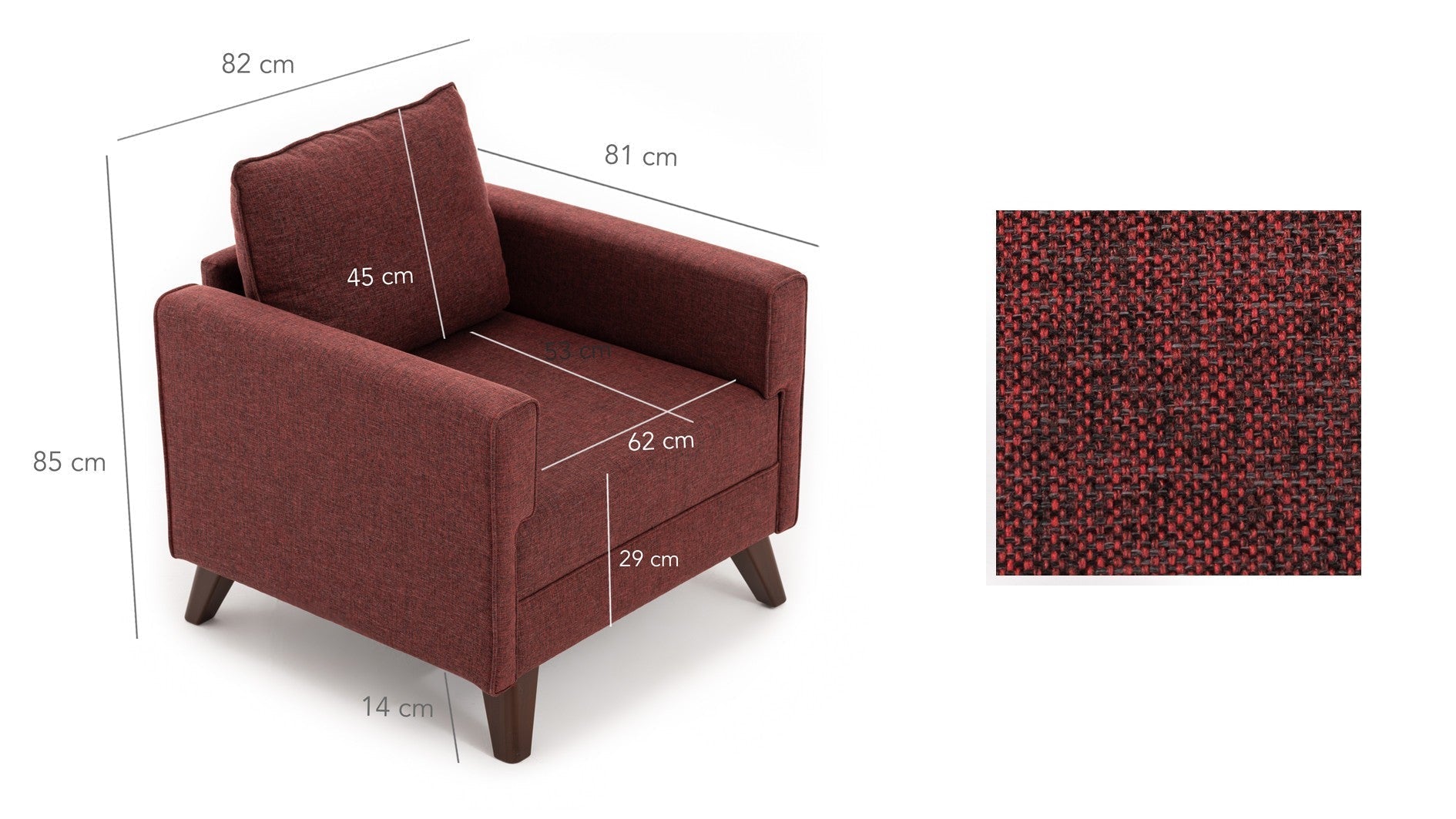 Poltrona de Descanso "Monaco" – Vermelho Tinto - Design Moderno - A minha loja
